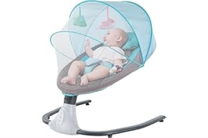 Transat Bébé Balancelle Bebe Électrique Pour Naissance à 12 Mois Balançoire Pour Bébé Avec 4 Amplitudes De Vibrations Fonction Balançoire Électrique Avec Télécommande Bleu
