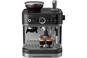 Philips Barista Brew Semi Automatic Espresso Machine - Single & Double Espresso + Americano Button, 250g Bean Container, Intuitive Guidance, Calibrated Tamping, Metal Black (PSA3218/10)