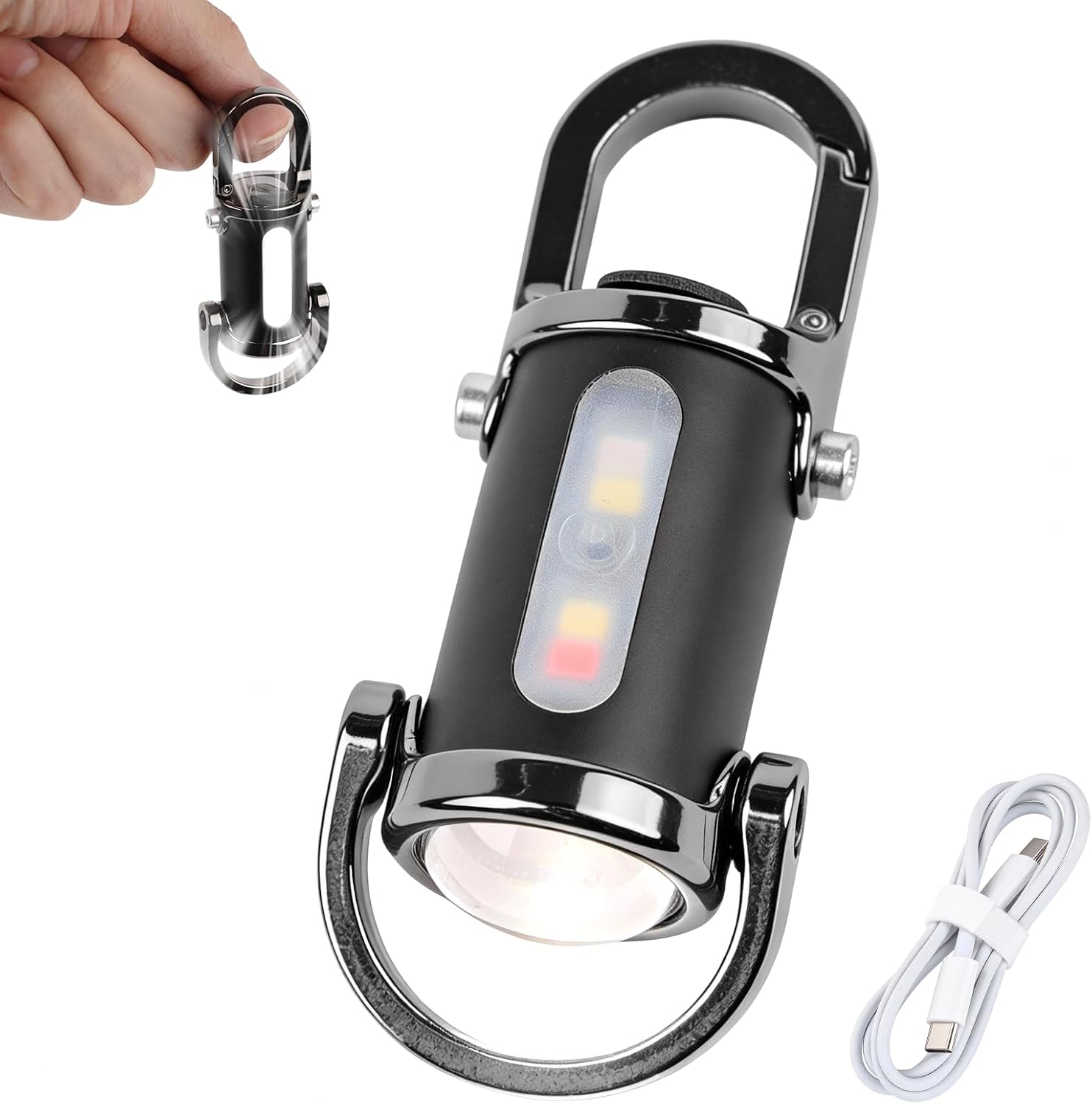 NewAusen Mini Linterna Llavero LED Recargable 1200LM - 3 en 1: Linterna + Power Bank - Impermeable 6 Modos Luz, Tipo C - Para Camping, Senderismo, Emergencias y Uso Diario