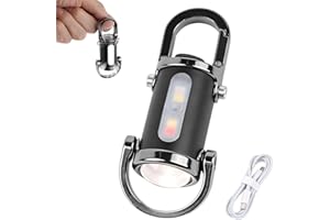 NewAusen Mini Linterna Llavero LED Recargable 1200LM - 3 en 1: Linterna + Power Bank - Impermeable 6 Modos Luz, Tipo C - Para Camping, Senderismo, Emergencias y Uso Diario