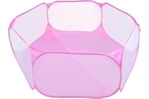 Coolty Parc Portable pour Petits Animaux, Oxford Clôture Petit Animal Respirant Parc Transparent Populaire Ouvert pour Cobaye, Lapins, Hamster, Chinchillas et Hérissons (Rose)