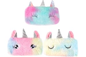 Miotlsy Trousses Licorne - 3 Pièces Trousse À Crayons en Peluche pour Enfant Sac De Rangement Peluche Licorne Mignonne Sac à Crayons Étui à Crayons Bourse Papeterie Scolaire Cadeau pour Filles