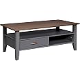 Table basse carrée pivotante - Panneau de particules - Décor béton gris