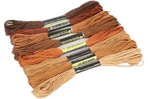 shyymaoyi Cross Stitch Thread, 8 Pcs Cotton Embroidery Thread Floss, DIY Handcraft Sewing Strand Brown