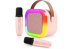 DAIMEITEC Karaoke Machine for Kids with 2 Microphones, Portable Kids Karaoke Machines for Girls Toys Age 3-15 years old Old Girls with LED Party Lights, Teenage Girls Toys Christmas Birthday Gifts