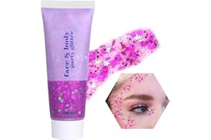 ‎BESTAUTY Bestauty Body Glitter Gel 50ml, Festival Glitzer für Gesicht Haare Lippen Nägel DIY, Long-Lasting für Festival Party Make-up Glitzer Schminke Glitzer Make up(#4 Licht Violett)