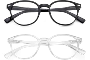 SKYWAY Blaulichtfilter Brille ohne Stärke Damen Herren, Klassische Leichte Runde Blaulicht Brille Blue Light Glasses Computerbrille Gaming Brille mit Federscharnier