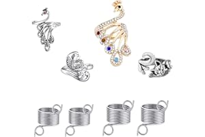 Pilikoll 8 Pcs Adjustable Knitting Crochet Loop Ring Set Crochet Tension Rings Crochet Ring Finger Hook Peacock-Shaped Open Braided Knitting Ring for for Hand Weaving Hook Line Supplies
