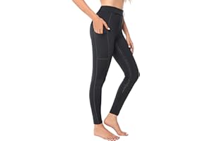 HAVIDETO Reitleggings Damen Vollbesatz mit Handytasche, High Waist Reithose Damen Mädchen Stretch mit Gürtelschlaufen