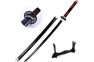 LIUD Samurai Schwert Holz Katana Demon Slayer 104cm Tanjiro Cosplay Katana Schwert Set Halloween Requisiten Waffen Kinder Holzschwert Anime Ninja Schwert Spielzeug Anime Fans ( Color : With Knife Holder )