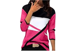 Komiseup Pullover Damen Sport Langarm Sweatshirt Basic Rundhals Langarmshirt ohne Kapuze geometrischem Druck Longshirt Lose Casual Oberteil Herbst Winter Baumwolle Pulli Teenager Mädchen Sportshirt