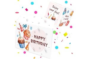 FETTIPOP 2 en 1 Boum Enveloppe Explosion Confettis Anniversaire (Blanche), Idée Cadeau Drôle pour Argent, Billets, Coupons, Cartes Cadeaux 22 x 24 cm.