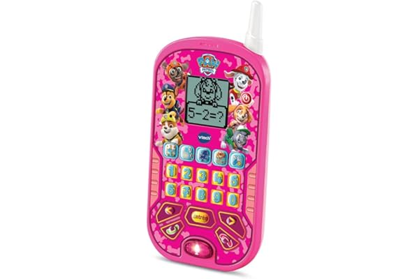 VTech - Pat' Patrouille, Le Smartphone Éducatif Rose, Téléphone Portable Enfant avec Écran Rétroéclairé, 4 Jeux, Jouet Interactif Paw Patrol, Cadeau Enfant de 3 Ans à 7 Ans - Contenu en Français