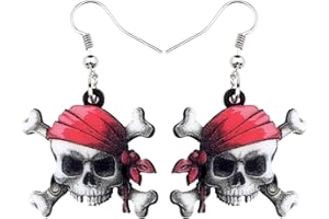 NEWEI Cute Acrylic Halloween Pirate Earrings Jewellery Skull Dangle Charms for Women Girls Accessories Gifts