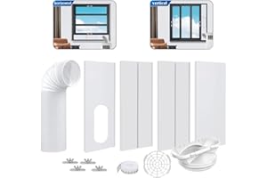 CAINDA Kit de ventilación de ventanas de aire acondicionado portátil, sello de ventanas de aire acondicionado con mangueras de escape de aire acondicionado de 15cm de diámetro, longitud ajustable de 43-144cm