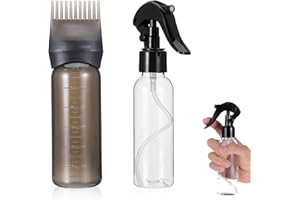 SIBBA Zestaw butelek z rozpylaczem i grzebieniem korzeniowym, aplikator oleju do włosów, aplikator do butelek do farbowania włosów, szczotka ze skalą stopniowaną, grzebień fryzjerski, narzędzie