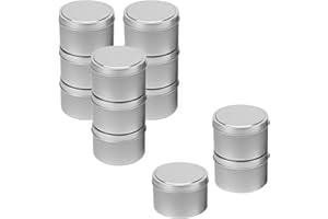 JOIKIT 12 Pack 8oz / 220ml Silver Candle Tin Jars, Metal Candle Tins, Round Empty Candle Containers Making Jars for Arts, Storage