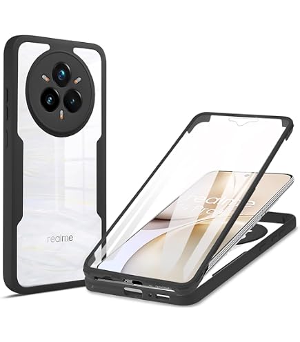 ILING Schutzhülle Für Realme 14 Pro 5G – Transparent, Lila, Mit Displayschutz, Stoßfest, 360-Grad-Schutz