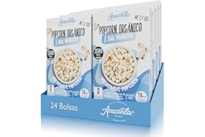 Anaconda Wild Natural Snacking,Cajas de Palomitas de Maíz Orgánico BIO para Microondas, Sabor Sal Marina, ZERO GRASAS, 75g c/u, 3 Unidad (Paquete de 8)