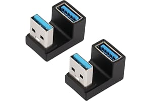 QIANRENON Konwerter kątowy USB 3.1 w kształcie litery U, 10 Gb/s, 180 stopni, USB3.1, złącze męsko-żeńskie, obsługa transferu danych OTG 5V/3A ładowanie Fsat, do laptopa PC Bnak 2 szt