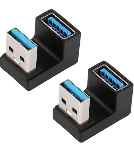 QIANRENON Adattatore HDMI 2.1 A U 2 Pezzi (Maschio-Femmina) 8K@60Hz 48Gbps Con LED - Angolo 180° Positivo E Inverso - 3