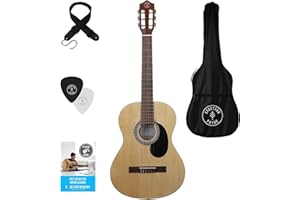Stretton Payne Classical Guitar Full Size 4/4 (39' inch) Spanish Style Classical Acoustic Guitar Package Nylon Strings. Ideal Beginner Acoustic Guitar Pack - Natural Wood
