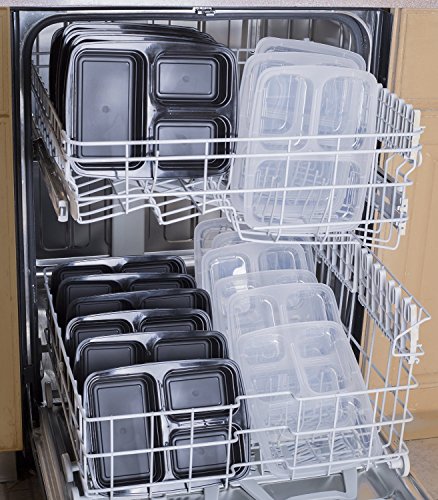 „“14-teiliges““ Frischhaltedosen Set stapelbar Top 1 Bestseller Lebensmittelbehälter mit 3 Fächer Trennwand Lebensmittelbox mit Deckel Mikrowellengeschirr Frischhaltebox Set spülmaschinenfest Lebensmittelbehälter Lunchbox mit Fächern für Portionskontrolle für Weight Watchers Frischhaltedosen 100% BPA frei Gesundes Essen für Kinder und Erwachsene - 6