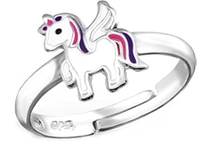 FIVE-D SL-Silver Bague en argent sterling 925 avec petite licorne pour femme/fille Taille réglable Avec emballage cadeau