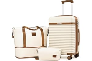 Joyway 3 Piezas Juego de Maletas, Trolley Set de Cabina Viaje, Ultrasligeras Maleta de Mano 55x40x20cm, con Espacio Expansión, Giratorias de 360° y Cerradura TSA Incluidas 1 Bolsa 1 Neceser