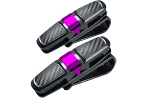 Lot de 2 Clips de Lunettes pour Pare-soleil de Voiture, FineGood Automobile Supports Organiseurs pour Lunettes de Soleil Carte Ticket - Noir + Rose