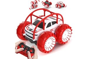 MaxTronic Direktladung Ferngesteuertes Auto mit LED Licht, Amphibien Wasserdichter RC Stunt Auto 360° Flips, 4WD 15KM/H Offroad 2.4G Monste Truck Spielzeug Mädche Jungen für Kinder ab 3 Jahren