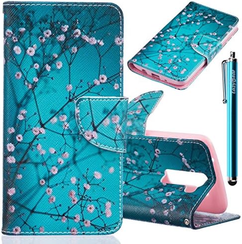 LazyBear 2 in 1 Cellphone Case For LG K8 (Sakura) Cute PU Leather Wallet Purse Bookstyle Slim Cover With Soft Shell Stand Function with Magnetic Closure and Card Slot Holder Protective Mobile Phone Skin Flip Case x 1 &amp; Stylus Pen x 1