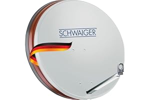 Antenne satellite numérique Schwaiger 714197 (75 x 85 cm) avec bras LNB, anthracite, miroir en aluminium - Pour recevoir en DVB-S/S2, en Full HD, 3D et 4 K (Ultra HD)