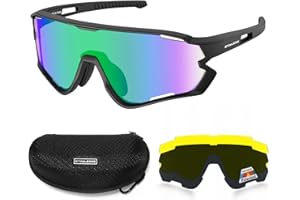 Snowledge Polarized Cycling Glasses with 3 Interchangeable Lens for Men Women Outdoor Sports Sunglasses