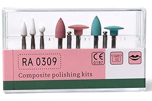 LA MIERE Dental Composite Polishing Kit 9pcs/Kit, Ceramic Oxide Grit, Ceramic Material, Low-speed Contra-angle Handpiece Compatible, White, Pink, Light blue