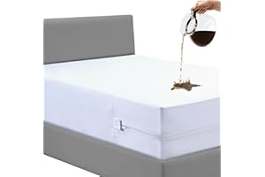 Caroline Shatuik Bed Bug Mattress Protector Zippered Anti Allergy dust mite Waterproof Full Encasement Cover (Single, 90 x 190 +30cm) White