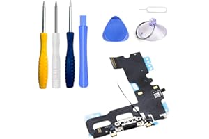 LTZGO Dock Connector Kompatibel mit iPhone 7 Schwarz, Ladebuchse Flexkabel Ladeport USB Lightning Ladebuchse, Antenne, Audio Jack Mikrofon Flex-Kabel Werkzeug Set inkl Schraubenzieher Ersatzteile