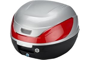 SATKIT Baúl Universal 32L para 1 Casco, Color Plata, portacasco mod-YM-0866P Maletero Moto Scooter, Cofre para Vespa Blanco baul mlink Motocicleta