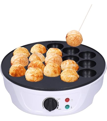 Machine à Takoyaki électrique 18 Trous 750W | Poêle électrique Pour Boules Takoyaki, Puffs | Revêtement Antiadhésif