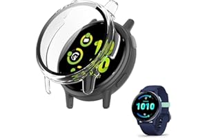 HOMTERN Case Designed for Garmin Vivoactive 5,Crystal Clear Hard PC Case with Tempered Glass Screen Protect Film Full Cover Shell Shockproof Scratch-Proof Screen Protector Cases