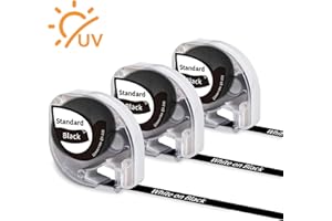 ‎PHOMEMO Phomemo P12/P12 Pro/LT12 Etikettenband Kompatible für Dymo Etikettenband 12mm x 4m, Thermotransfer-Etiketten Weiß auf Schwarz Q5-335 Haltbar Hitzebeständig Kompatibel mit Dymo LetraTag LT-100H