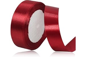XMASOLDECOR Ruban de Satin Bordeaux 20mm x 22m, Ruban Satinée pour Emballage Cadeau, Couture, Artisanat, Ballon, Bouquet de Mariée, Décoration de Mariage