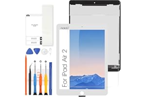 Arbilato Ecran pour iPad Air 2 2014 Remplacement de l'écran pour iPad Air 2e génération Écran LCD A1566 Ensemble numériseur d'écran Tactile A1567 Pièces de réparation (9,7 Pouces) (Blanc)