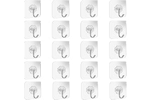 SKY-TOUCH 20pcs Adhesive Hooks Heavy Duty Wall Hooks 8Kg Max, Self Adhesive Hook For Home Kitchen and Bathroom