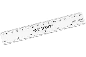 Westcott E-10180 00 Righello in plastica, 15 cm / 6 pollici, scala cm e pollici, trasparente