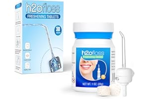 Whitening Water Flosser Refill Tablets with H2ofloss Portable Oral Irrigator Dedicated Nozzle, Whitens Teeth Gently,Cinnamon (30 Count)