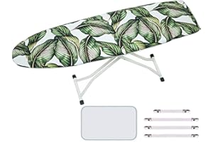 Treer Housse Table à Repasser 140x50cm en Impression 3D, Résistante Aux Hautes Températures, avec Tampon Anti-Scorch et Fixations, pour Fers à Repasser Vapeur (2 Feuilles de Palmier)