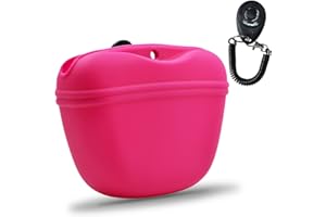 AUDWUD - Bolsa de silicona para golosinas para perros - Contenedor de adiestramiento portátil con clip - Cómodo cierre con hebilla magnética y clip para la cintura - Sin BPA