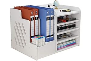 NUODWELL Weißer Schreibtisch-Organizer, große Kapazität, Schreibtisch-Organizer für Büro, Schreibwaren, Schreibtisch-Ordnungsregal für A4-Papier, Stifte, Bücher, Briefe und Dokumente (PB07-3)