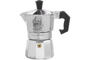 Cafetière 1 tasse Napoli E' Moka en aluminium argenté pour café expresso italien, idée cadeau